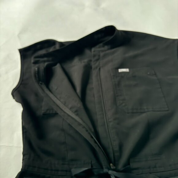 Figs Womens S Black Rafaella One Piece Cargo Jumpsuit Scrubs Medical Front Zip - Picture 7 of 9